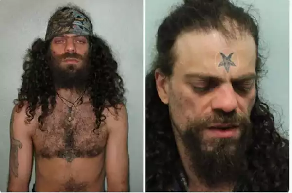 demonic man with ‘Satanic’ Tattoo On His Forehead Sentenced To Jail [See his action]